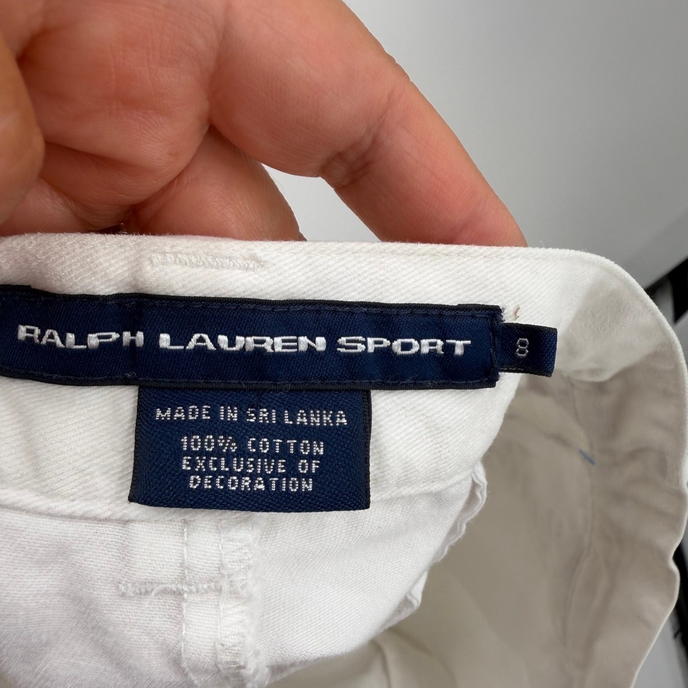Ralph Lauren Sport Chino Shorts 8 White Embroidered Pony Preppy Classic - Picture 5 of 9